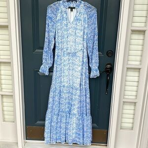 A Pea in The Pod Floral Long Sleeve Crinkle Chiffon Maxi Maternity Dress XS-S